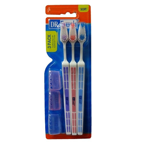 Dr. Fresh Toothbrushes W-Cover Soft 3pk
