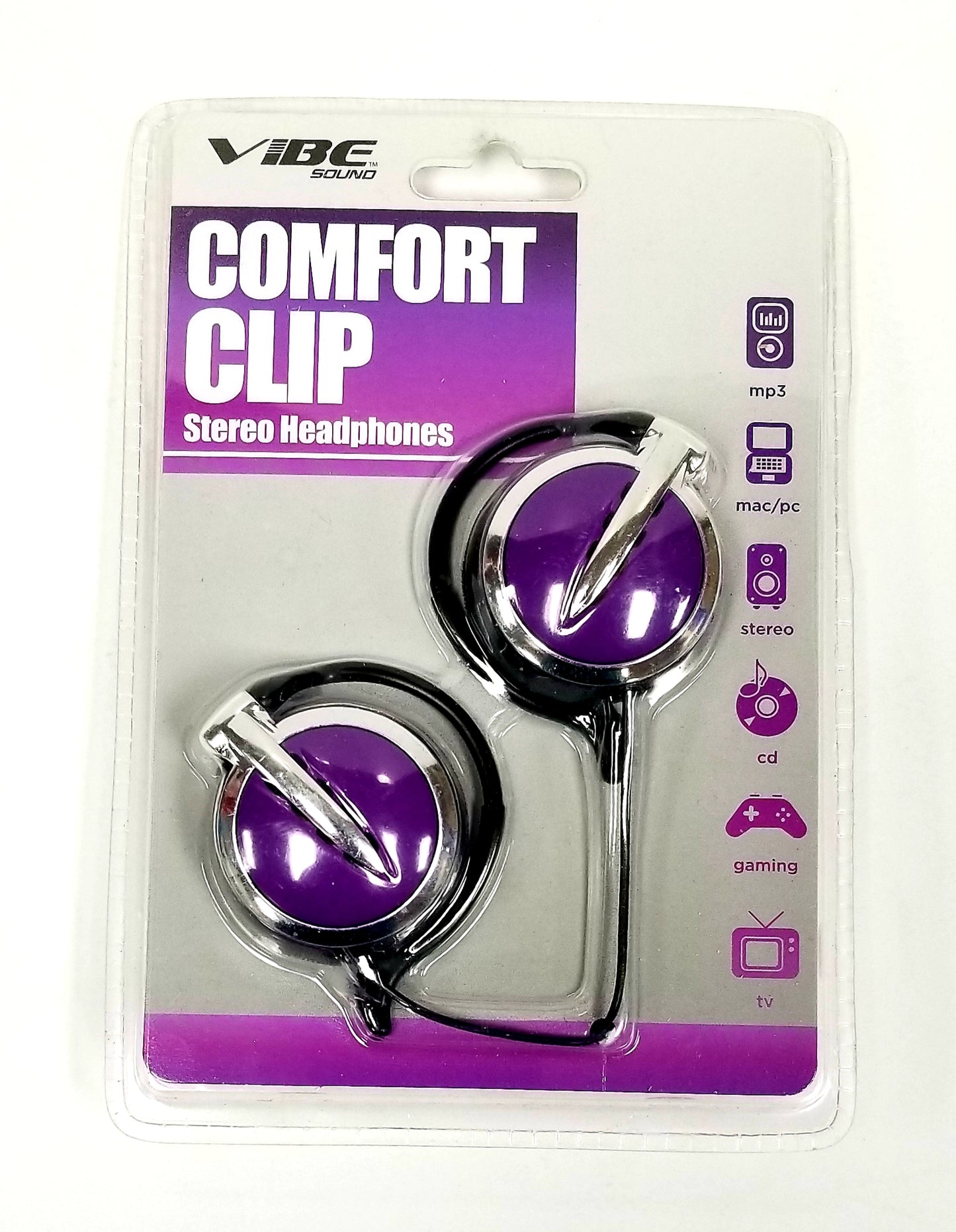 Vibe Sound Comfort Clip Stereo Headphones PRP 3.5mm
