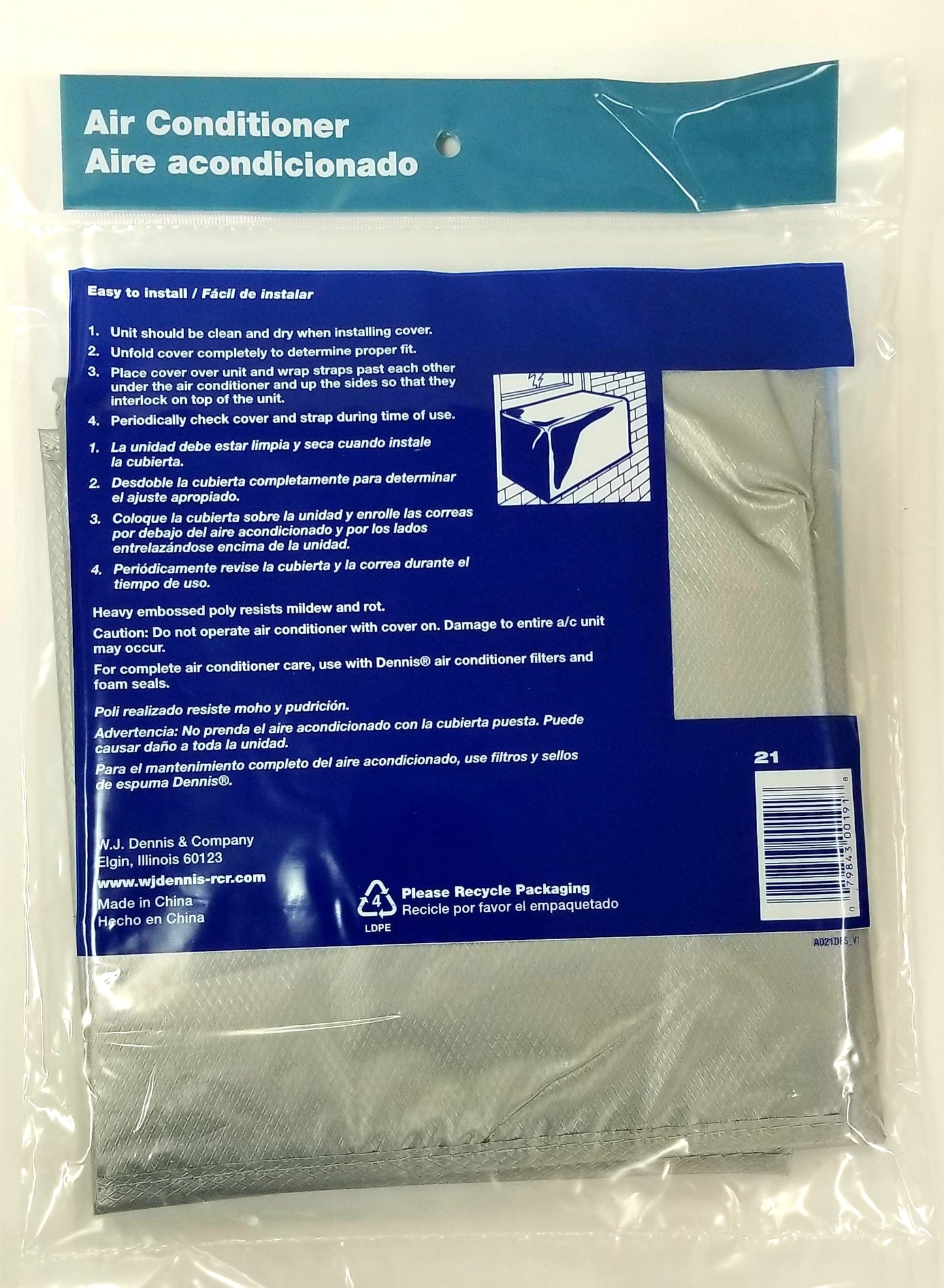 Window Air Conditioner Cover 20" x 28" x 30" with Elastic Strap Reusable