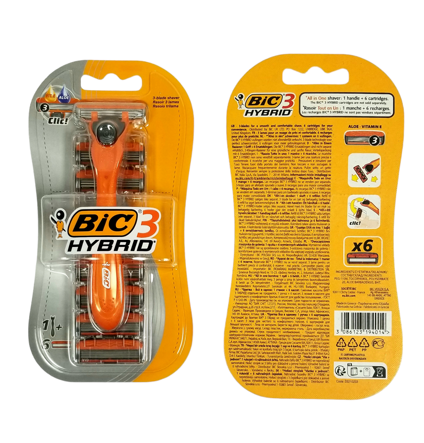 BIC 3 Hybrid Razors 1 Handle 6UP