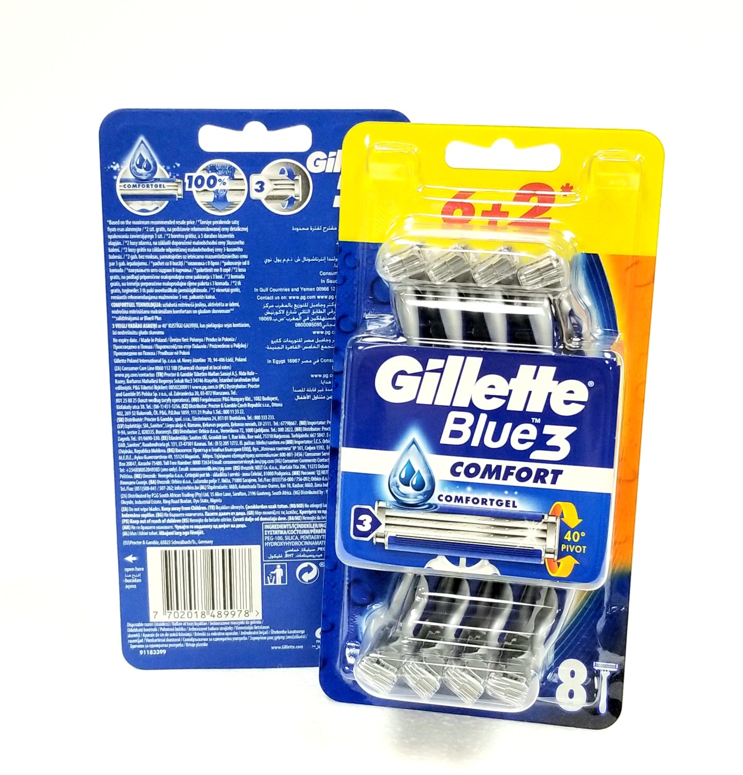 Gillette Blue3 Razors 6+2 Comfort