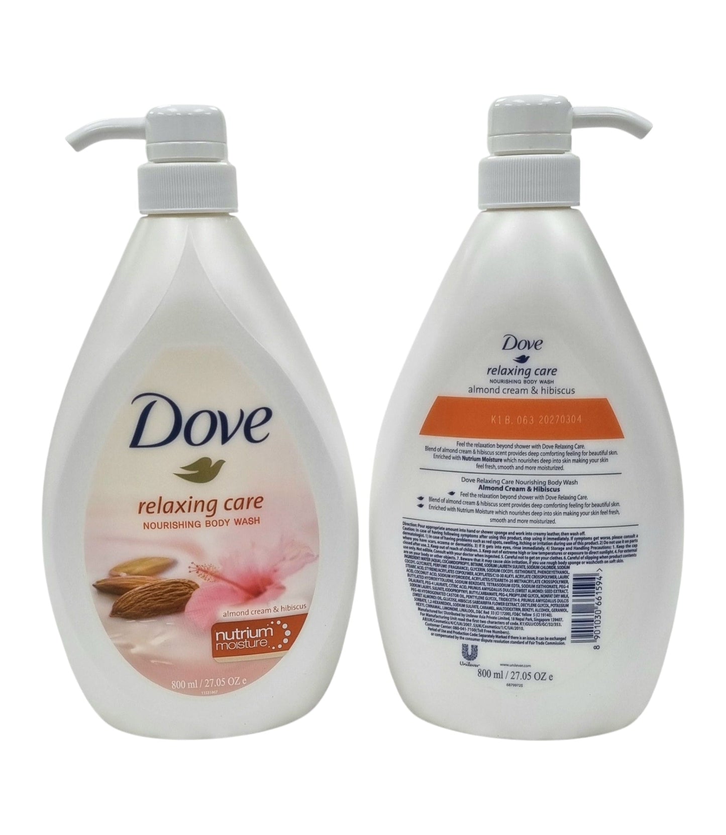 Dove Body Wash Relaxing Care Almond Cream & Hibiscus 800ml