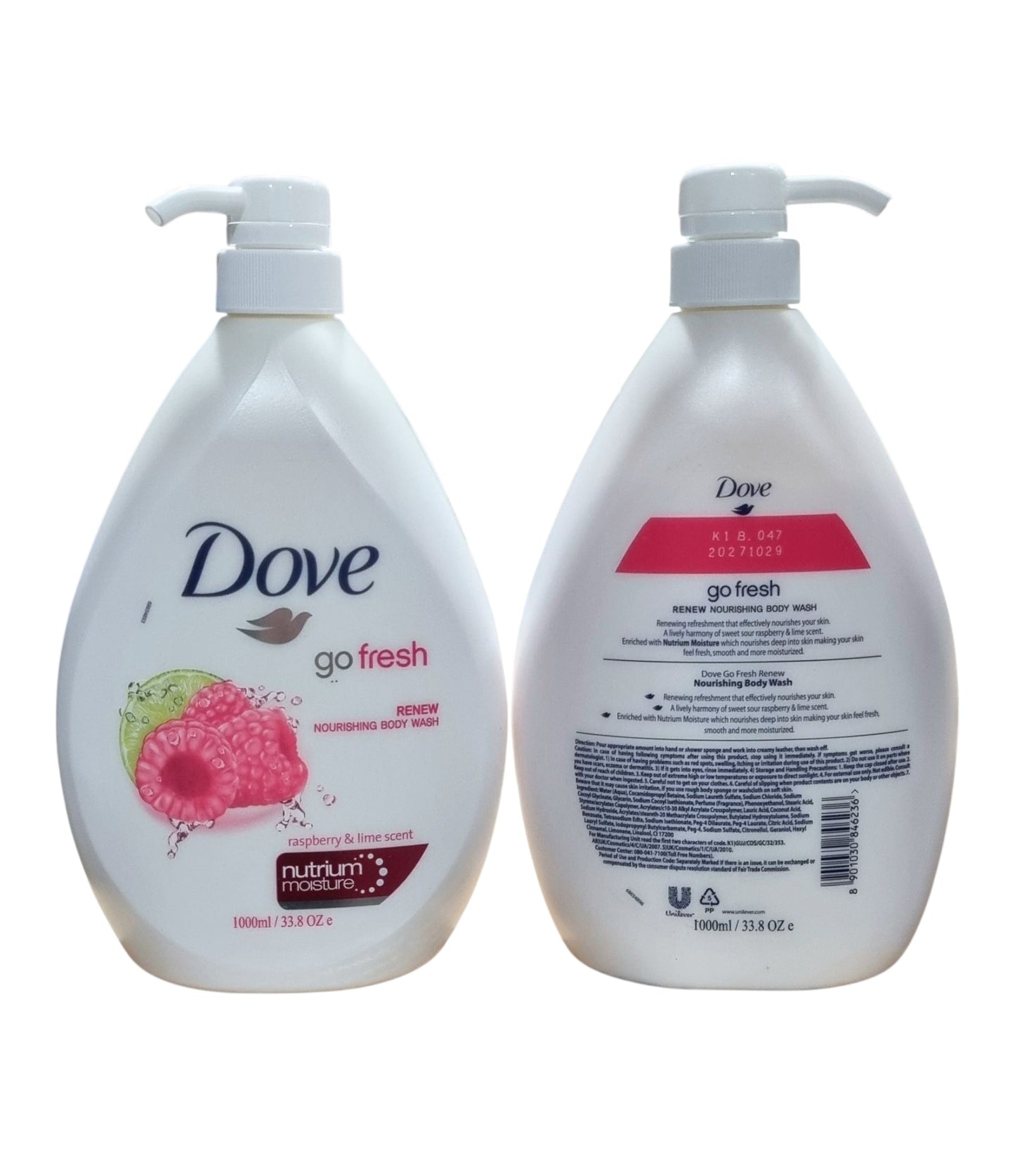 Dove Body Wash Renew Raspberry & Lime Scent W/Pump 1L
