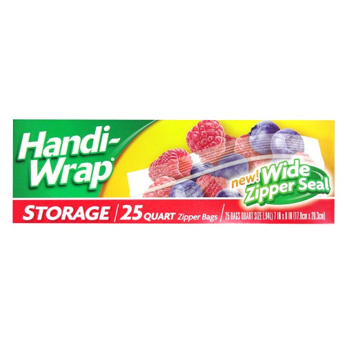 Handi Wrap Storage Zipper Bags. 25 Quart. 7" x 8"