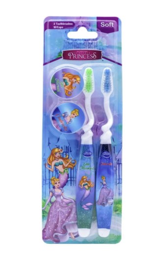 The Toon Studio Princess Kids 2 Toothbrush with Cap Soft