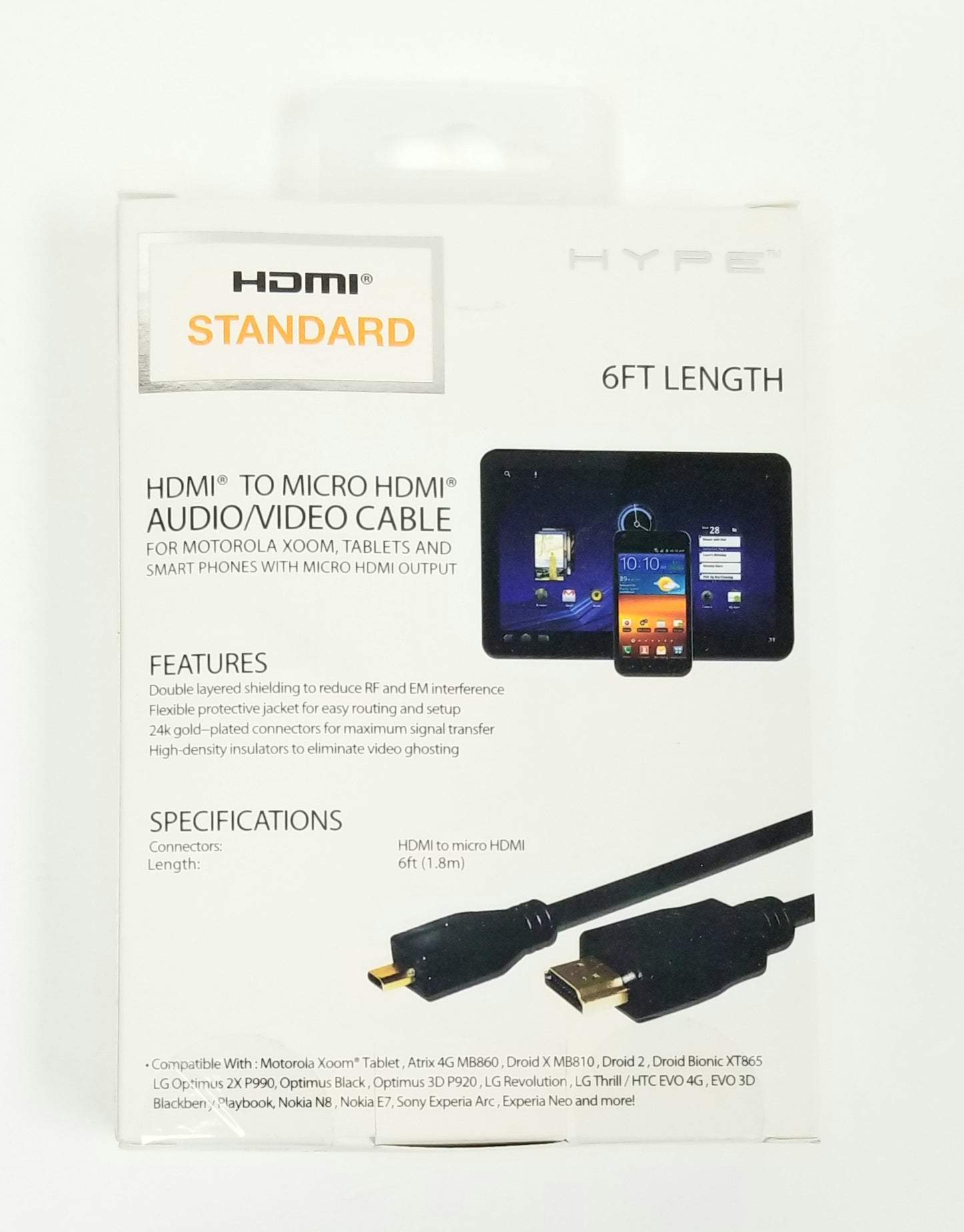 Hype HDMI Standard HDMI To Micro HDMI Audio/Video Cable