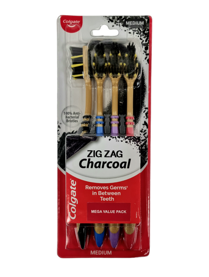 Colgate Zig Zag Charcoal Mega Value Pack Medium 4pk