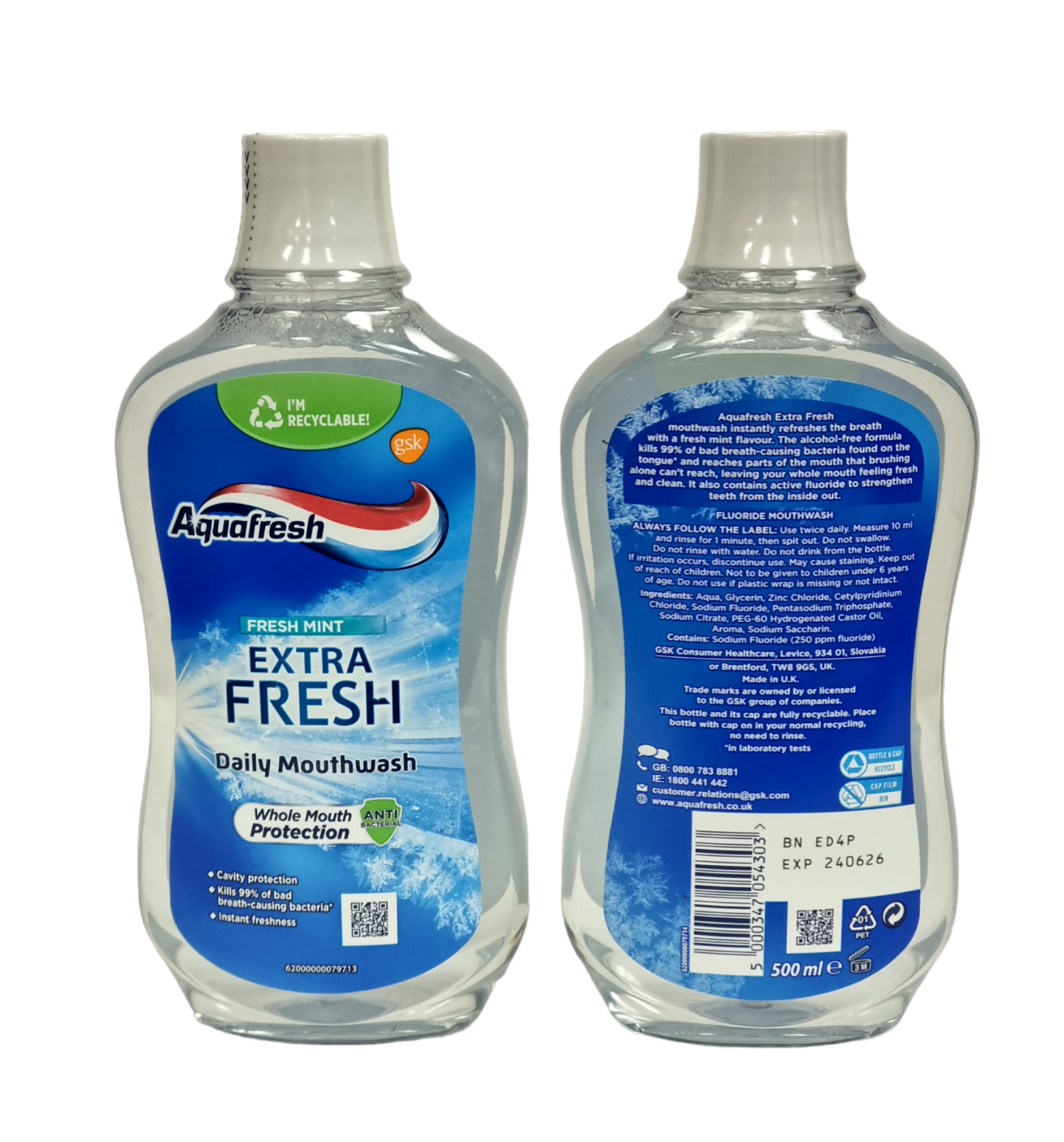 Aquafresh Daily Mouthwash Fresh Mint Extra Fresh 500ml