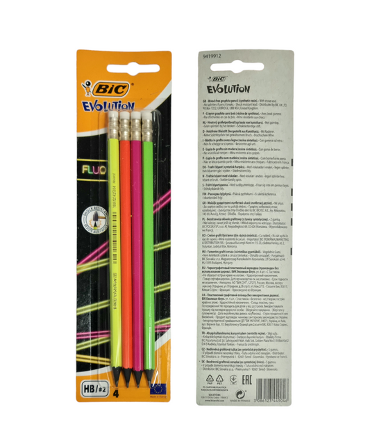 BIC Evolution Fluo Pencil HB2 4pk