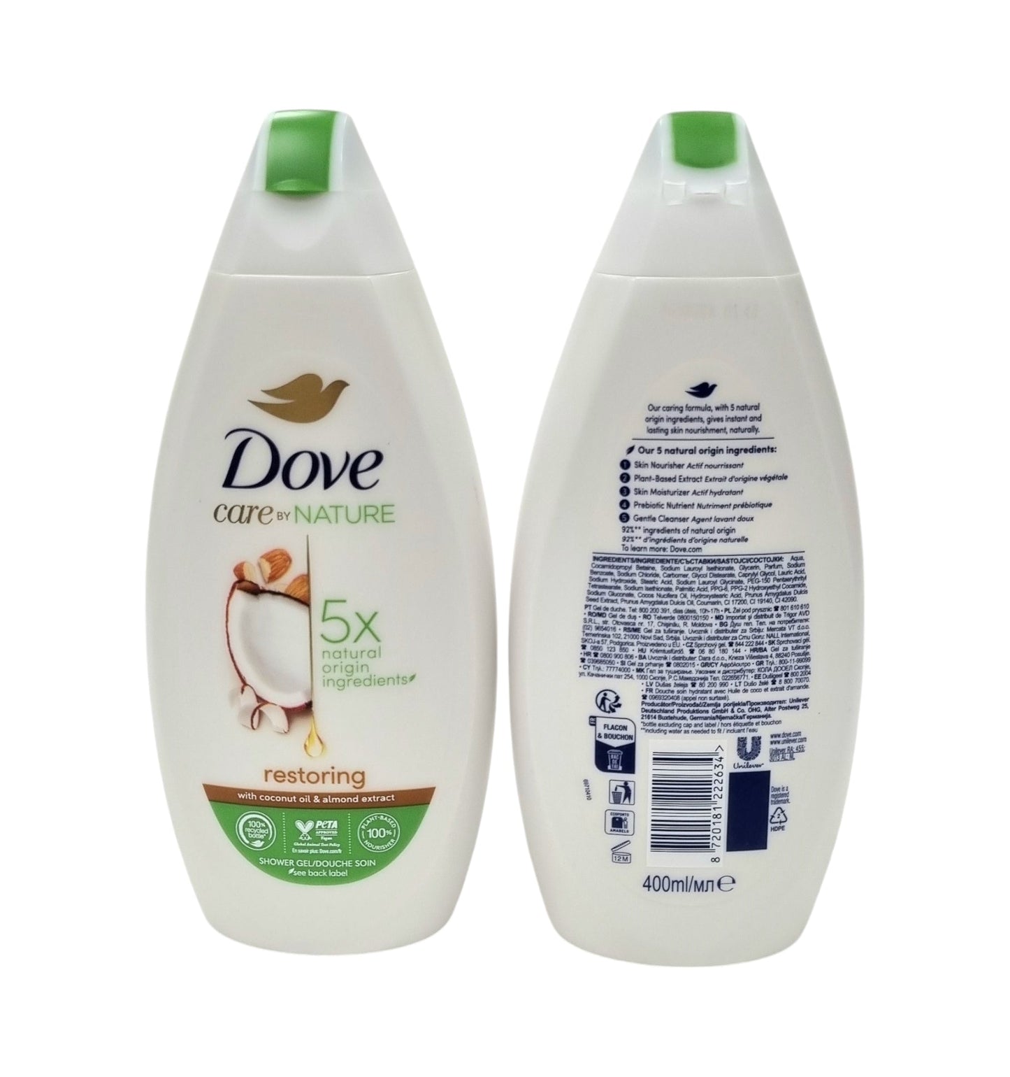 Dove Body Wash Restoring Almond & Coconut Oil 400ml