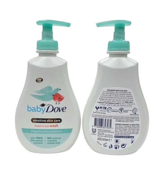Dove Baby Head To Toe Wash SensitiveSkin Fragrance Free 400ml