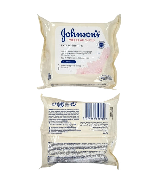 Johnson's Micellar Wipes Extra-Sensitive (25 wipes)
