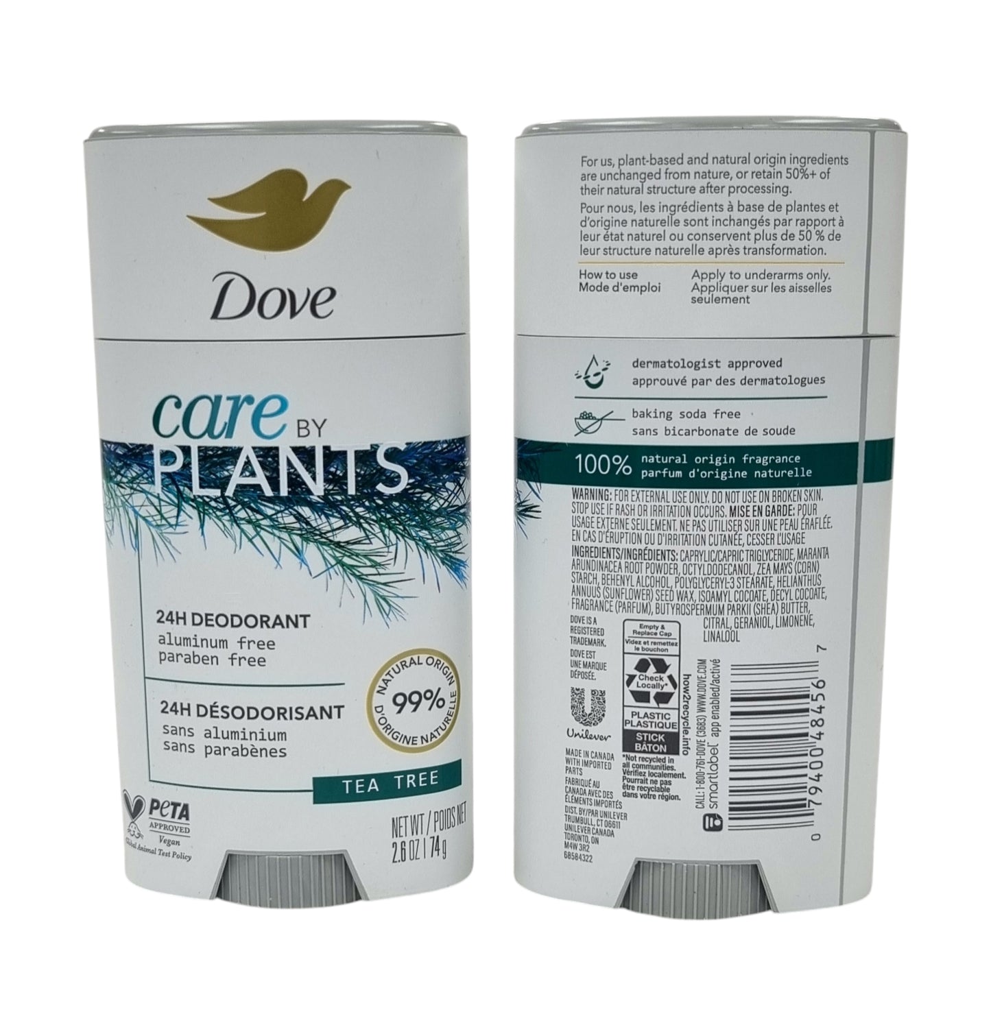 Dove Deo Stick Care By Plants Tea Tree 2.6oz(74g)