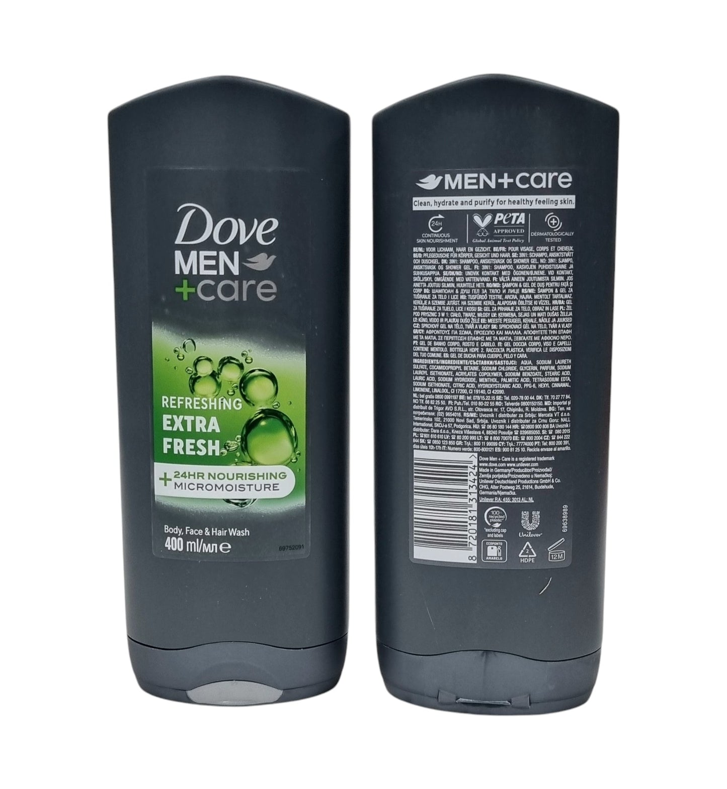 DOVE MEN+CARE BODY, FACE & HAIR WASH EXTRA FRESH 400ml