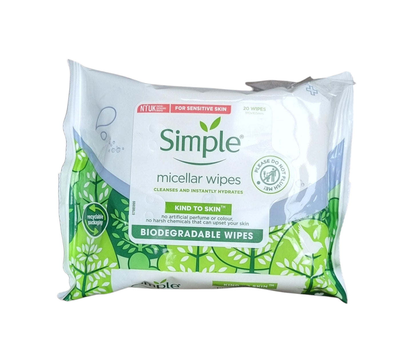 SIMPLE WIPES MICLELLAR CLEANSING 20CT