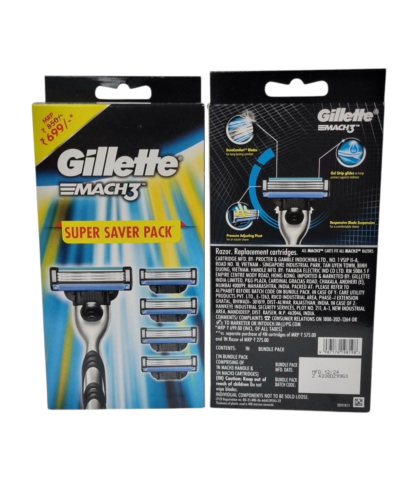 Gillette Mach3 1 razor + 4 cartridges