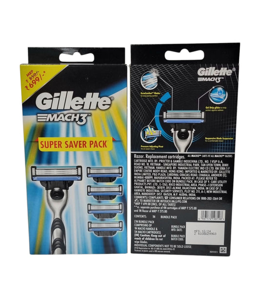 Gillette Mach3 1 razor + 4 cartridges
