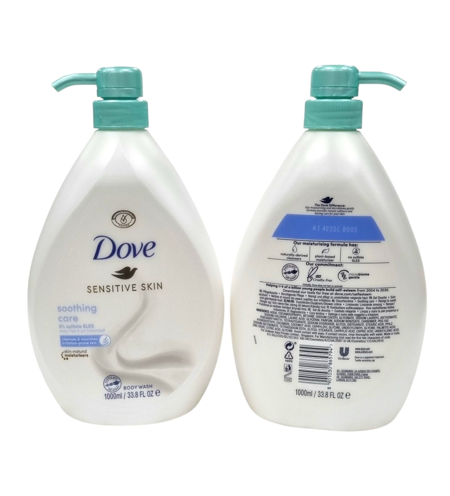 Dove Body Wash Sensitive Skin Soothing Care W/Pump 1L