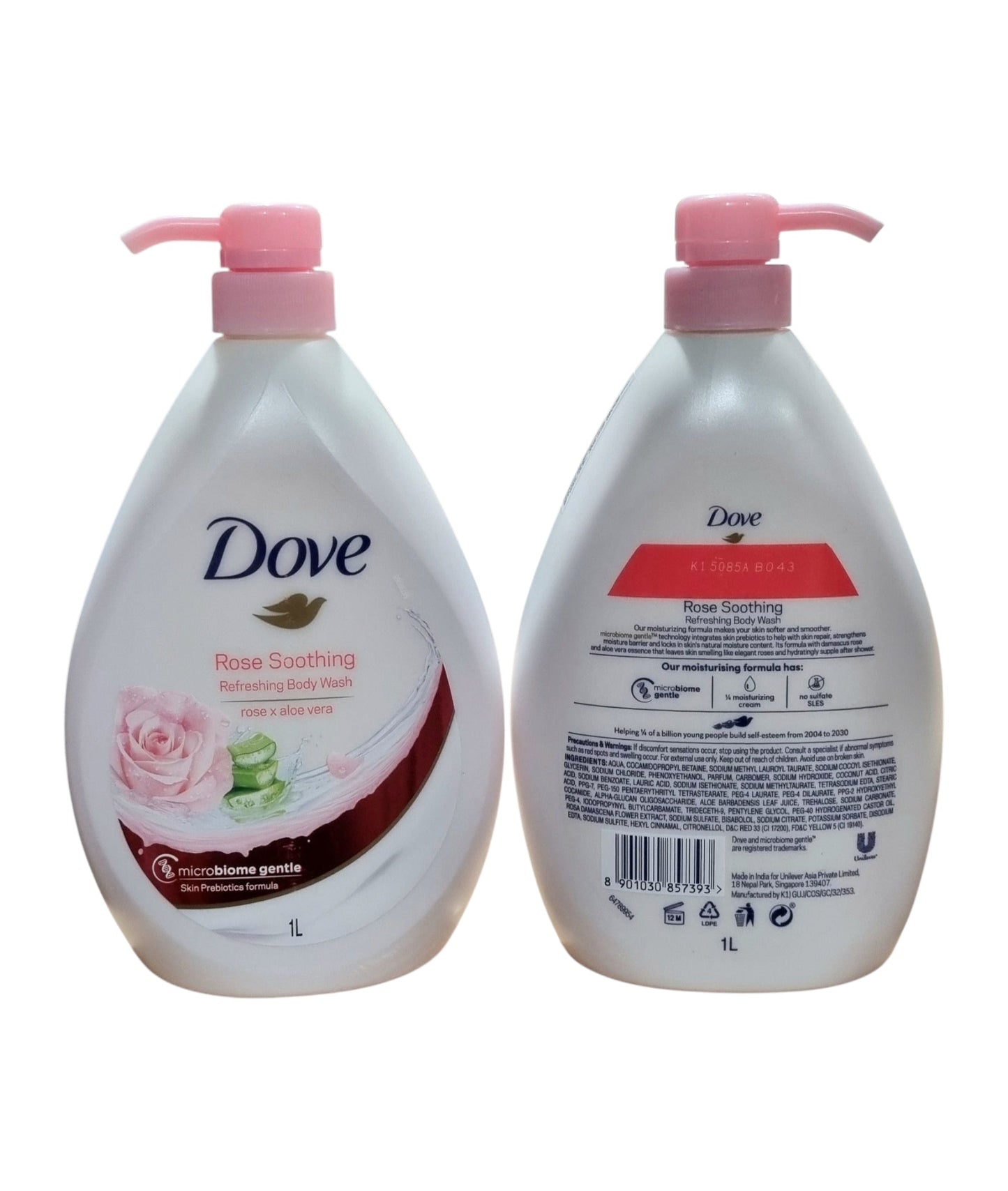 Dove Body Wash Rose Soothing W/Pump 1L