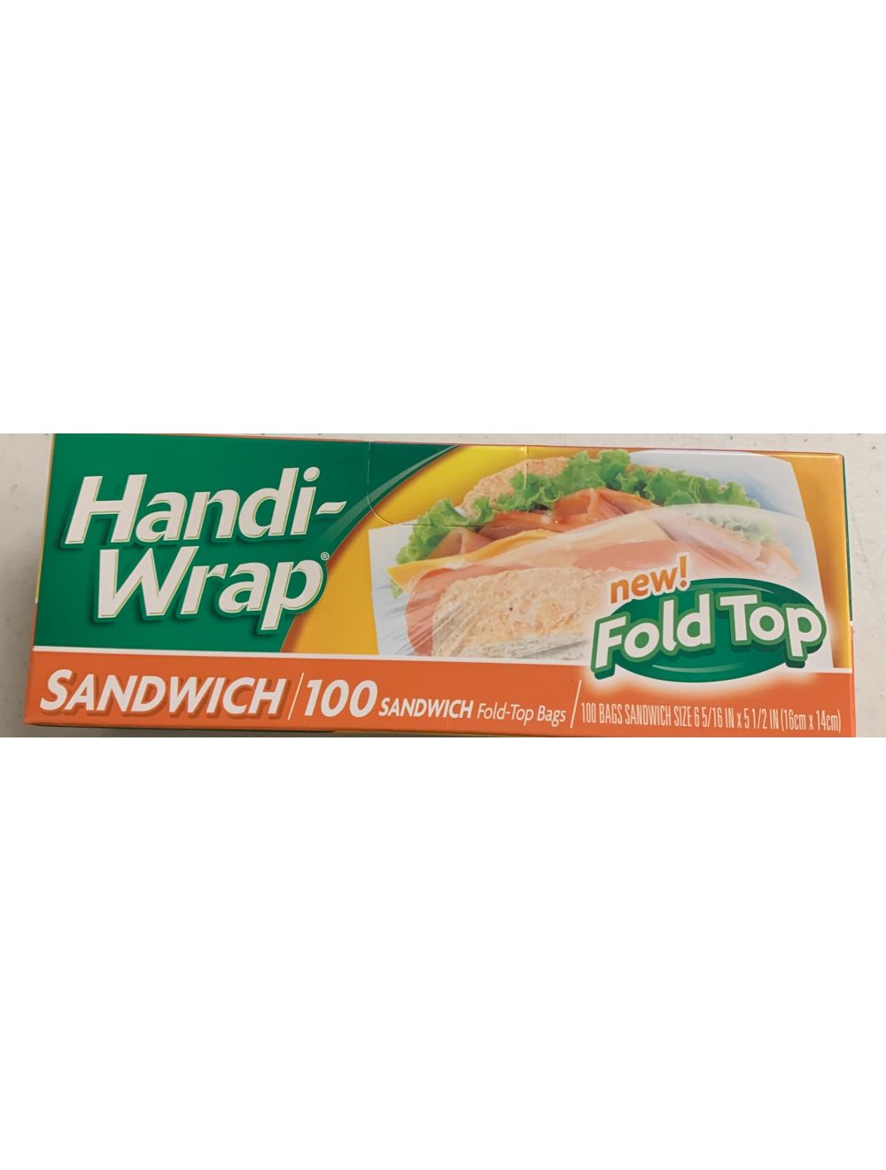 Handi Wrap Sandwich Fold Top Bag 100ct. 6 5/16" x 5 1/2"